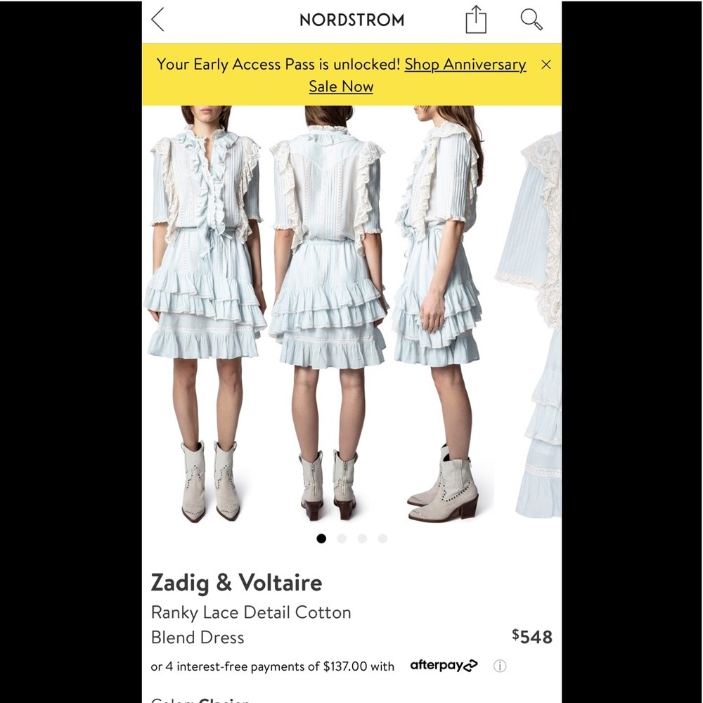 Zadig&Voltaire Ranky Lace Detail Cotton Blend Dress